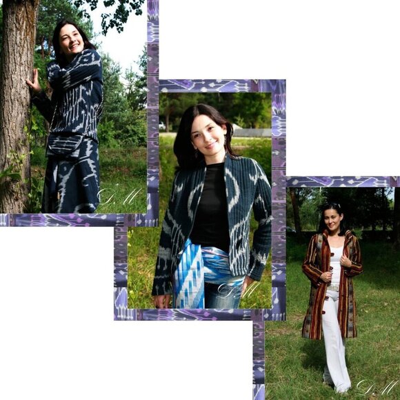 DINARA MAMBETOVA Central Asian Couture Handmade Uzbek Ikat Chapan Size L - Picture 4 of 10